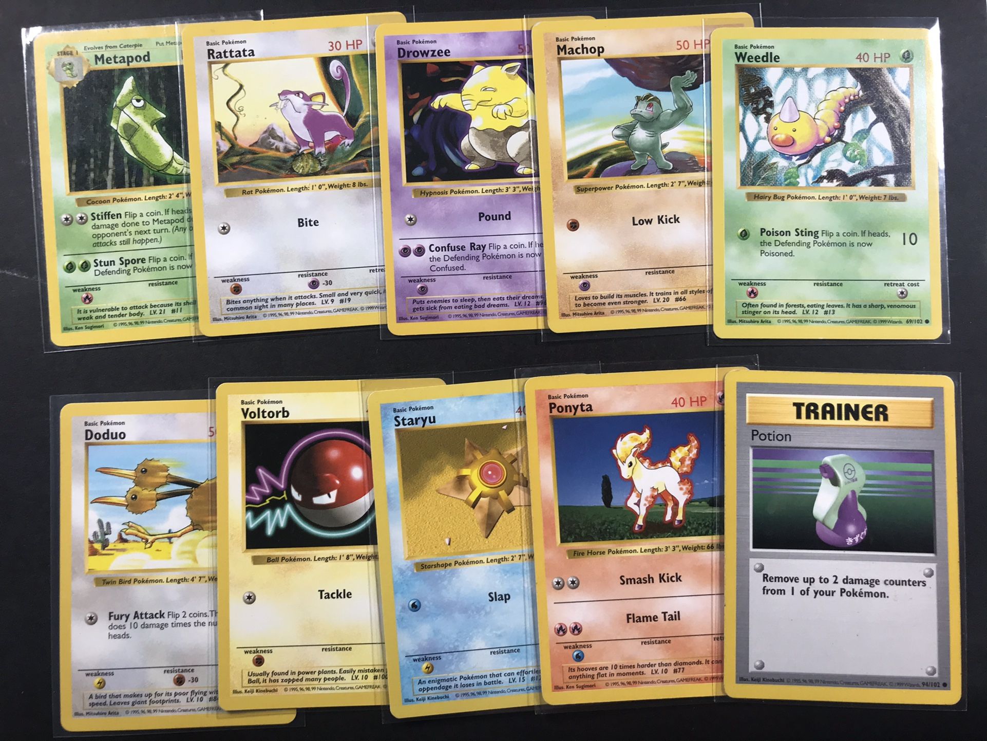 Shadowless Vintage Base Set Pokémon Cards