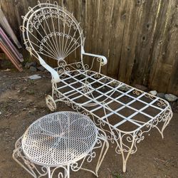 Ornate, Victorian Chase Lounge. Metal Lounge & Side Table