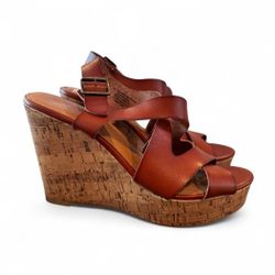 Mossimo Brown Leather Wedge Sandals