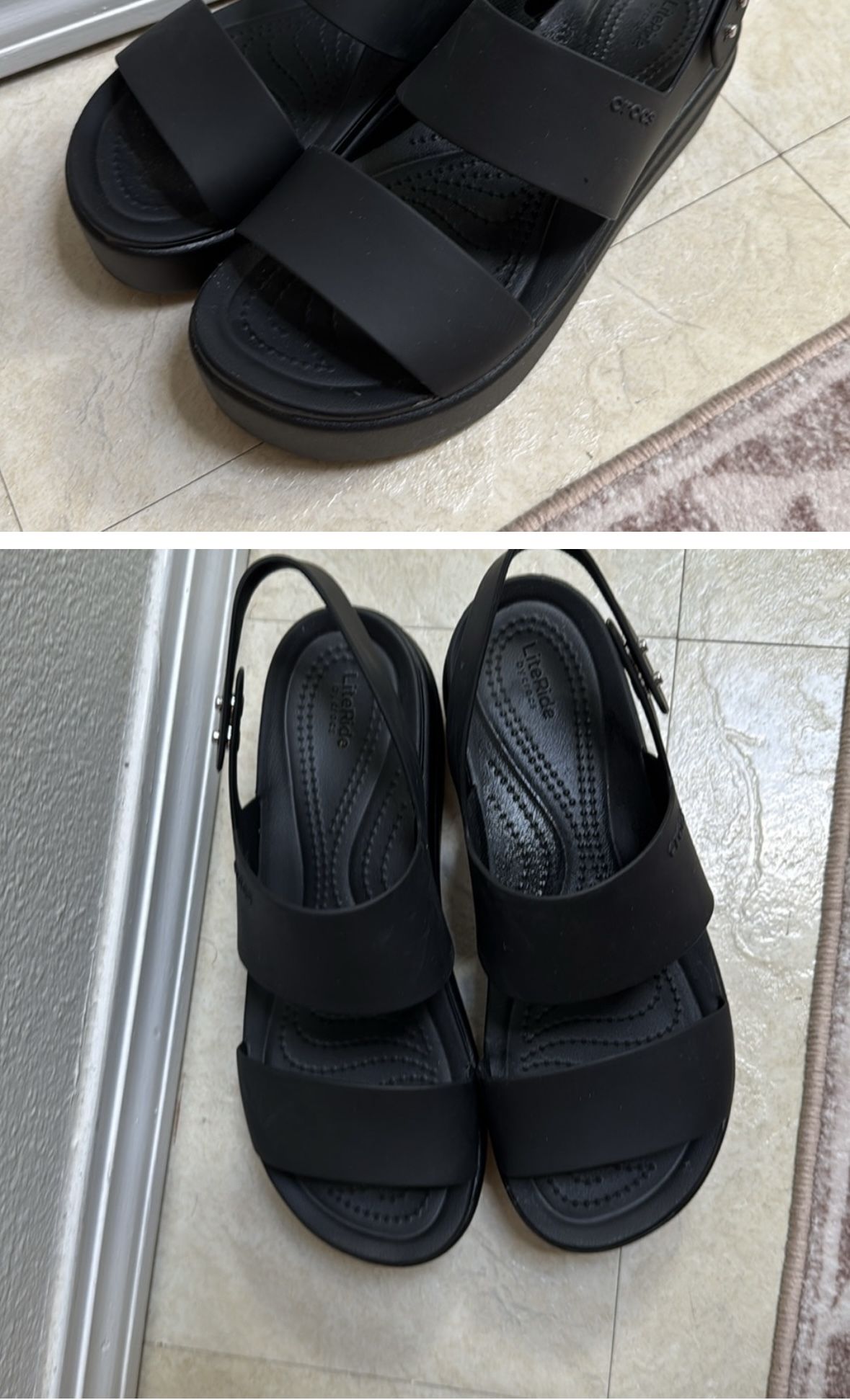 Crocs Size 7 Black Sandals