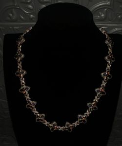 18 k Rose-gold Plated Multi Color Clover Necklace 