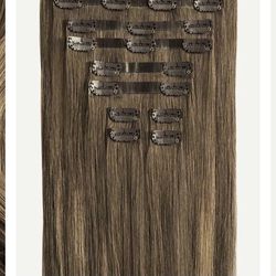 16” Luxy Seamless Ash Brown Balayage Clip-in Extensions (160 grams)