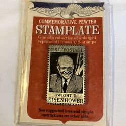 Commemorative Pewter Stamplate: Dwight D. Eisenhower U.S. Postage Stamp Replica (NIP)