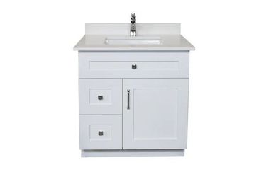 30in White Shaker with 2 Drawers Single Sink Bathroom Vanity