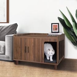 Cat Litter Box Cabinet Furniture End Side Table 