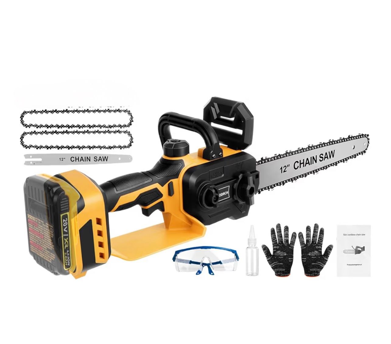Mini Chainsaw Cordless Compatible for Dewalt 20V Battery (Without Battery) 12 Inch Handheld Brushless Electric Chainsaw with Auto Oiler 