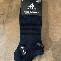 Adidas Men’s Superlite No Show Black Socks 6 Pack