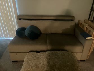 Beige Fabric Loveseat Sofa