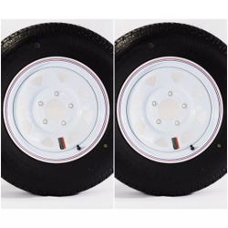 2-Pack Radial Trailer Tire On Rim ST175/80R13 13 in. Load C 5 Lug White Spoke