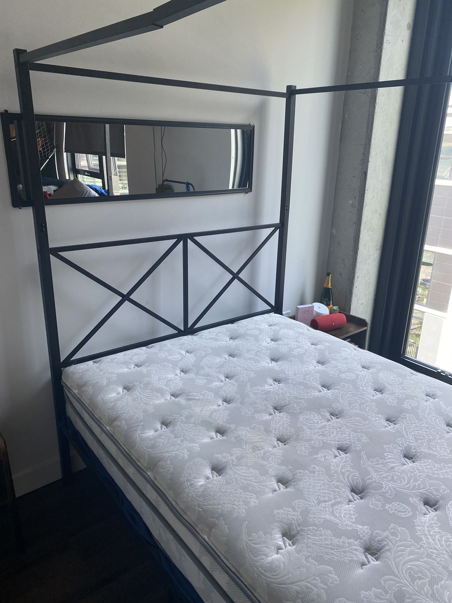 Full Size Canopy Bed and mattress
