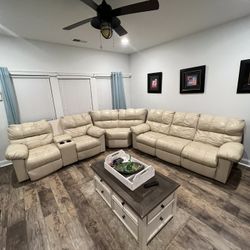 Ashley Leather Sectional With Recliners 