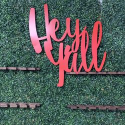 Hey Y’all Red Metal Sign Wall Art Decor