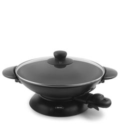 Aroma Housewares AEW-306 Electric Wok With Tempered Glass Lid Easy Clean Nonstick, Cooking Chopsticks, Tempura And Steaming Racks, Professional Model,