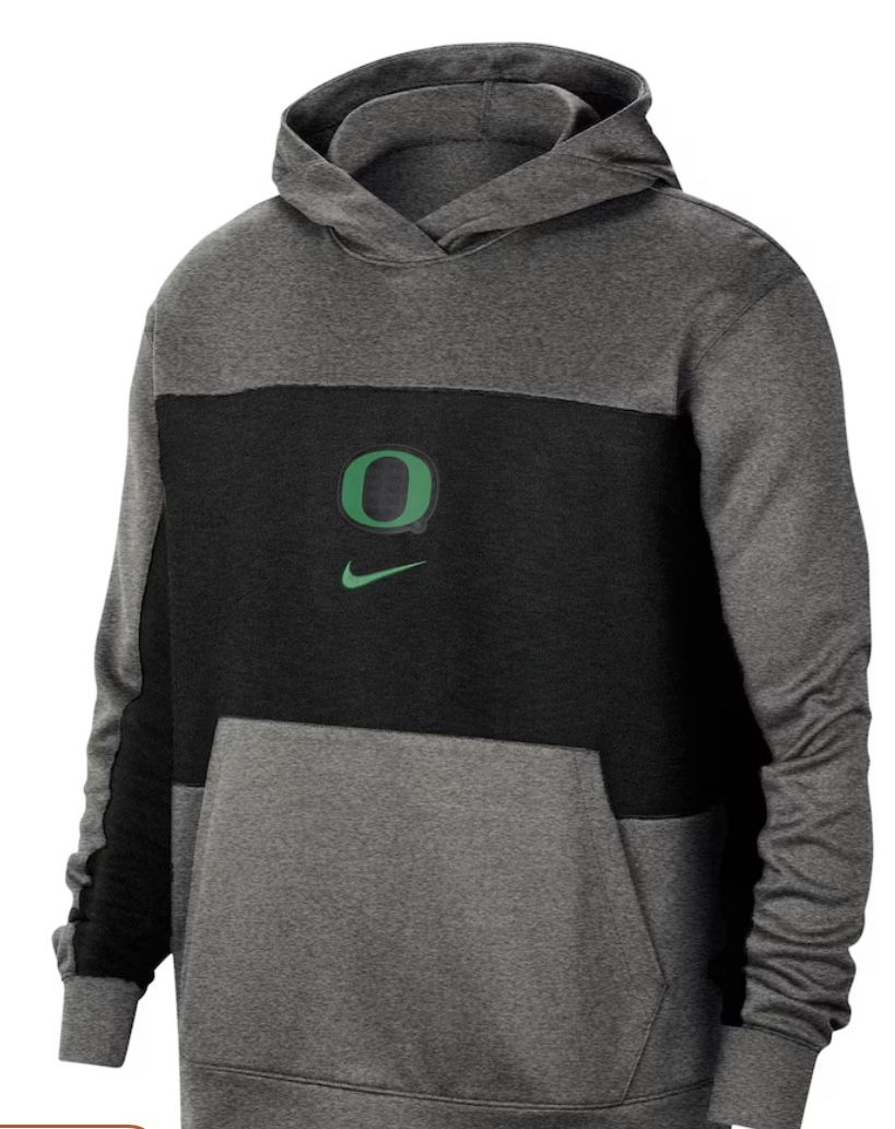 Nike Heathers Black Oregon Duck Logo Basketball Spotlight Performance Hoodie MED