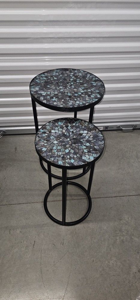 2 Mosaic side tables