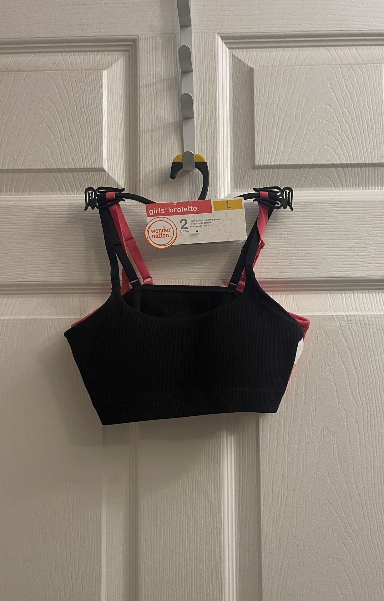 Brand New Girls 2 Pack Pink & Black Bralettes Size Large Kids