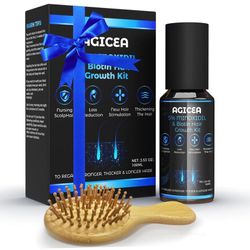 5% Minoxidil & Bioton Hair Growth Kit for Men and Women ｜100ML Spray & Bamboo Paddle Hair Brush｜Topical Solution Extra Strength Hair Regrowth Treatmen