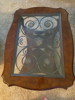 Coffee Table with Iron Scrollwork