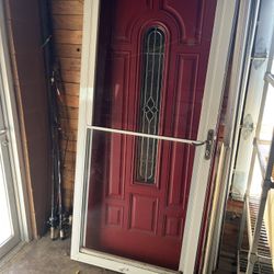 Anderson 35 3/4 in. x 77 9/16 in. White left-Hand/Outswing Full View Retractable Aluminum Storm