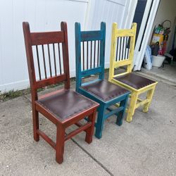 Rustic Hand-crafted Mexican Side Chairs (3)