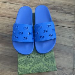 Gucci Rubber Blue Slides