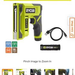  RYOBI USB Lithium Cordless Craft 4-in-1 Stapler/Nailer Kit with 3.0 Ah Battery and Charging Cable