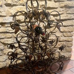 NEW Imported from Poland Handmade Large Vintage heavy wine iron rack Holder With grape Wine Design