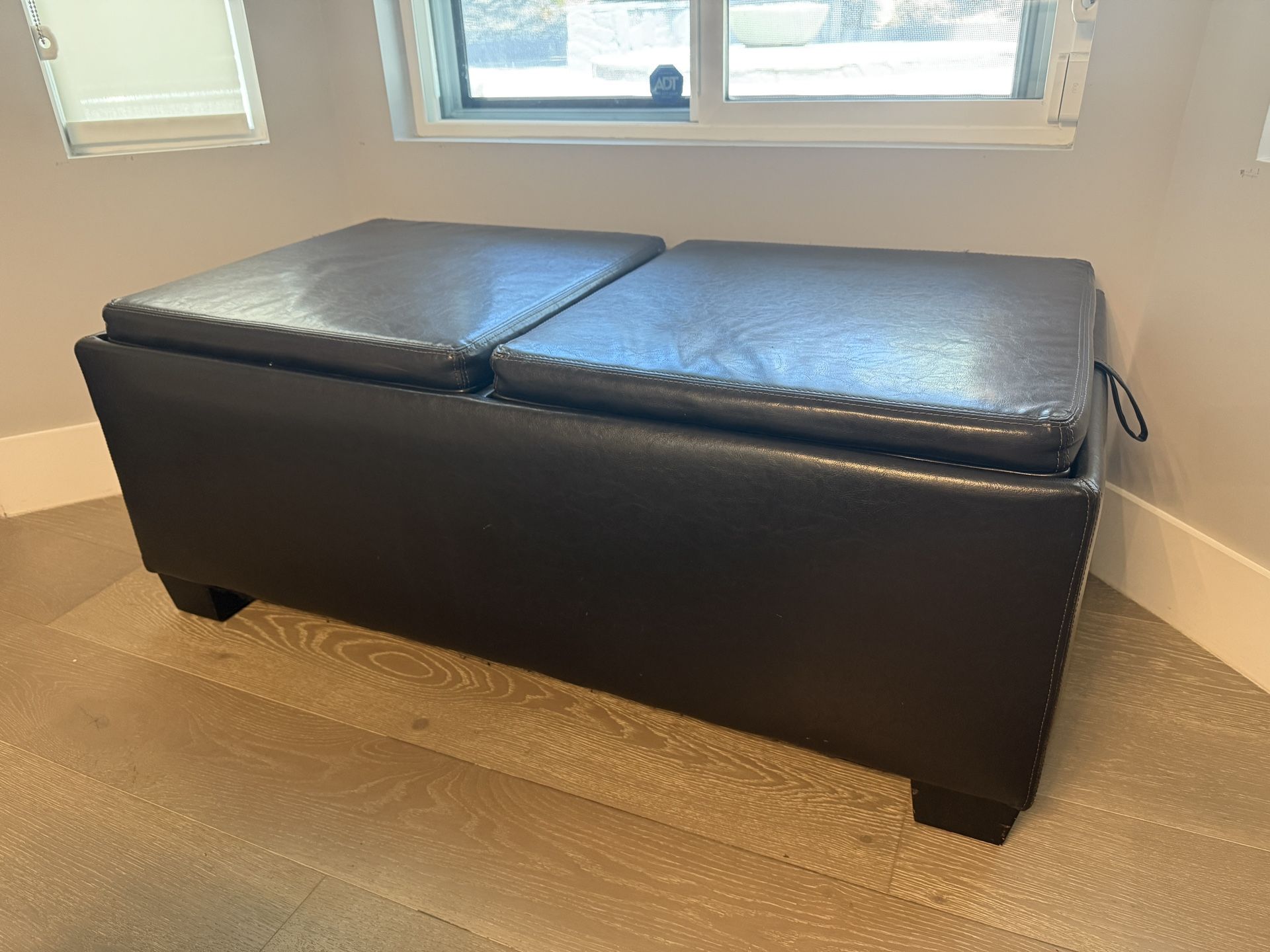 Dark Brown Leatherette versatile Ottoman Bench Couch Seat console Coffee Table Storage
