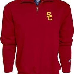 LIKE NEW SZ XXL USC TROJANS Team / Fan Jersey Sweatshirt RED Men Quarter Zip Icon