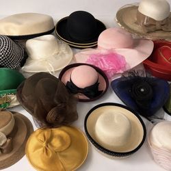 Huge Vintage Lot Of Designer + Church Hats 