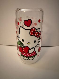 Hello Kitty Glass Can Cup Cherry Hearts