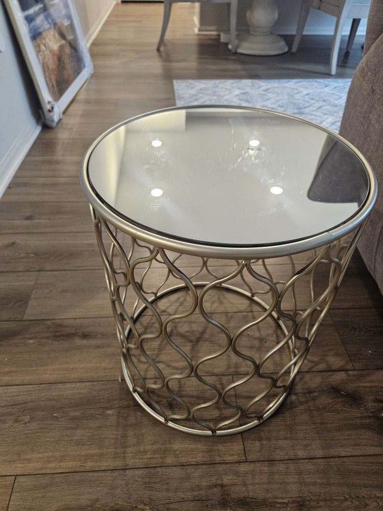 Contemporary Gold Mirror Side Table