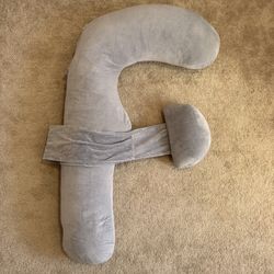 Momcozy Pregnancy Pillow - J-Shaped Maternity Body Pillow - Grey