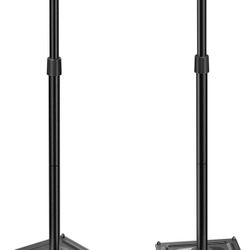 PERLESMITH Universal Speaker Stands for Surround Sound -Height Adjustable Extend 33.3”to 45.1”, Floor Speaker Stand for Satellite & Studio & Bookshelf