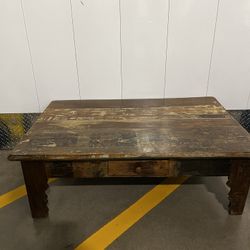 Distressed Coffee Table With Drawer 