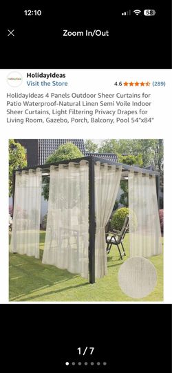 Holiday ideas 4 Panels outdoor sheer Curtains Grey Linen 54x84