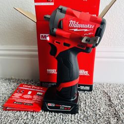 New Milwaukee M12 FUEL Brushless Stubby 3/8 in. Impact Wrench and 4.0 Battery. $190