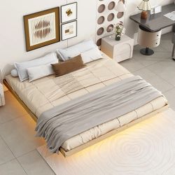 New! King Size Floating Bed Frame with LED Lights,

In The Box Seal 