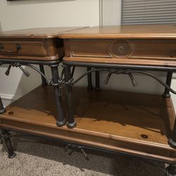 National Mt. Airy Coffee And Side Tables With Cast Iron Legs
