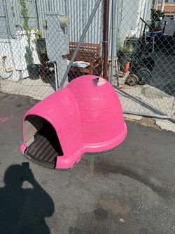 Pink igloo dog house