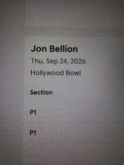 2 Jon Bellion Hollywood Bowl Tickets 9/24/26