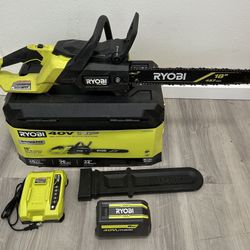 RYOBI 40V HP Brushless 18 in. Cordless Powered Chainsaw Kit - 6.0Ah Battery & Rapid Charger