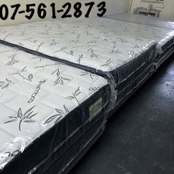 Upgrade your bedroom with a brand new, factory-sealed Pillow Top mattress and matching Box Spring set. 