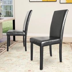Black Faux Leather Dining Chairs Set of 2