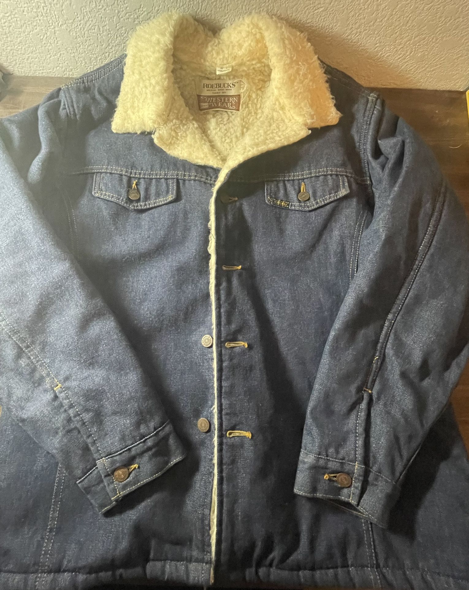 Vintage Sears Roebucks Western Wear Denim Jean Sherpa Jacket Perfect condition!