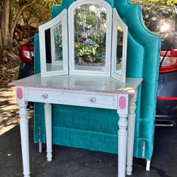 Vintage Pink And White Vanity