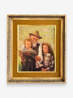 Vintage Portrait Painting of Family Reading, c.1950’s - Delivery Available