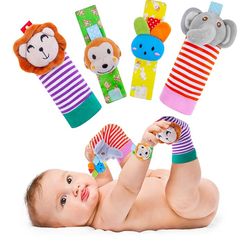 New baby feet and wrist rattles
