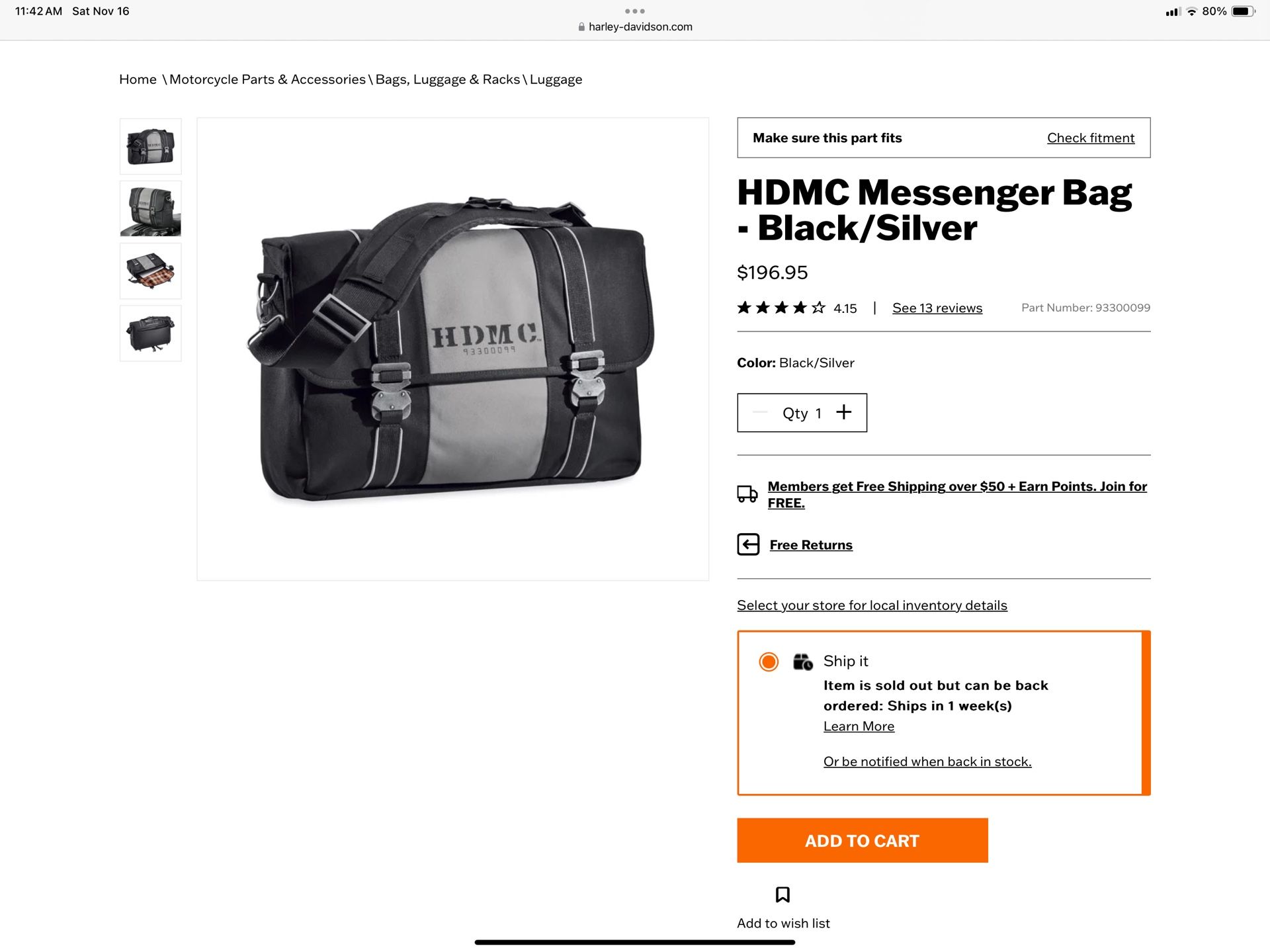 Harley Davidson Messenger Bag