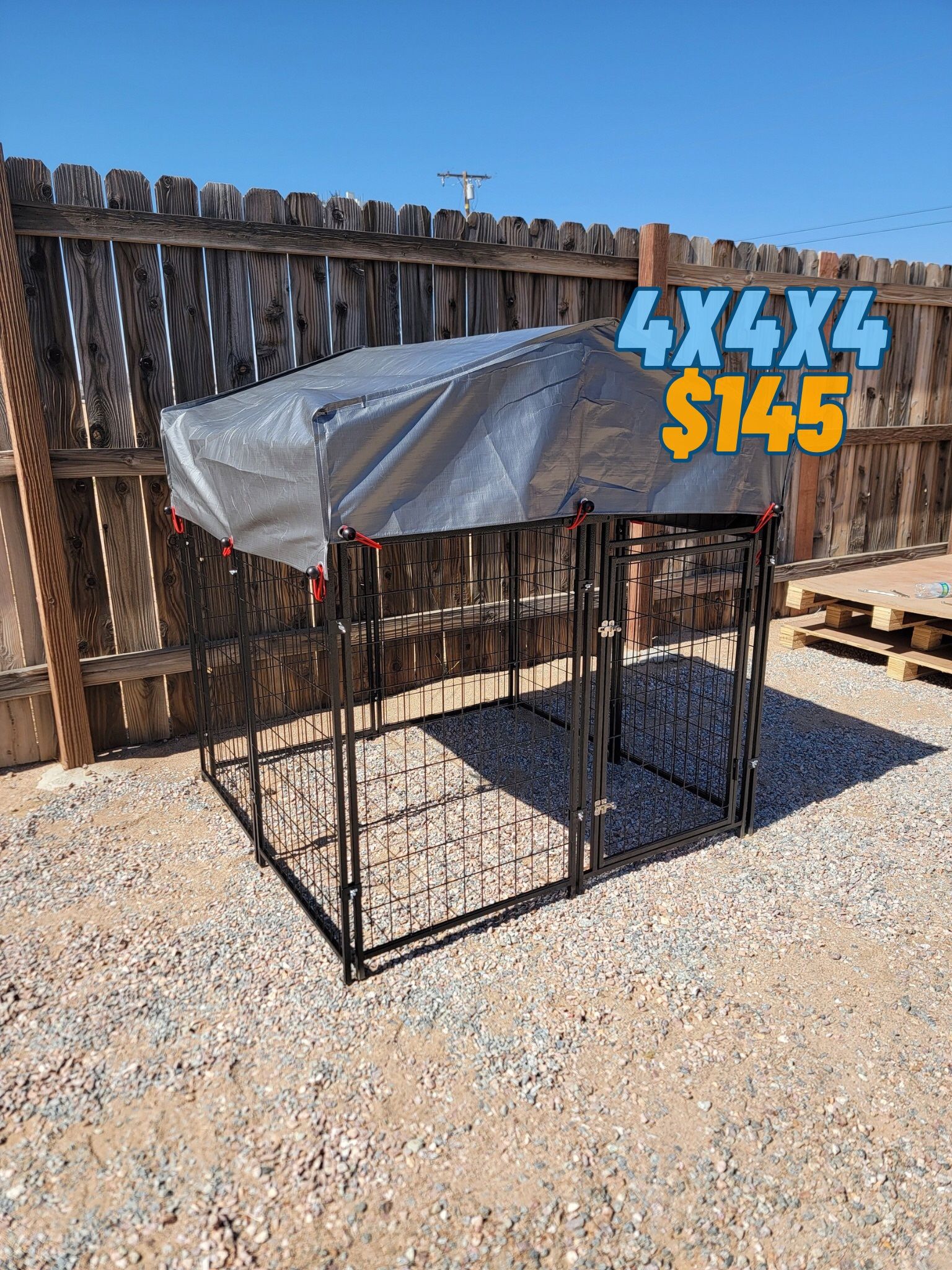 Durable 4x4x4 Outdoor Pet Playpen Kennel with Sun & Rain Shade – Perfect for Medium-Sized Pets!